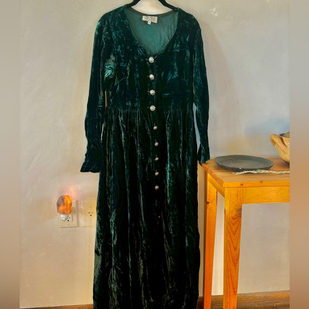 LIZA LYNN LTD Crushed Velvet Long Sleeve Scoop Neck Dress